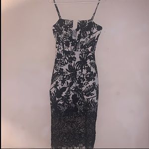 Sale! Black and white sexy spring dress with lace detail